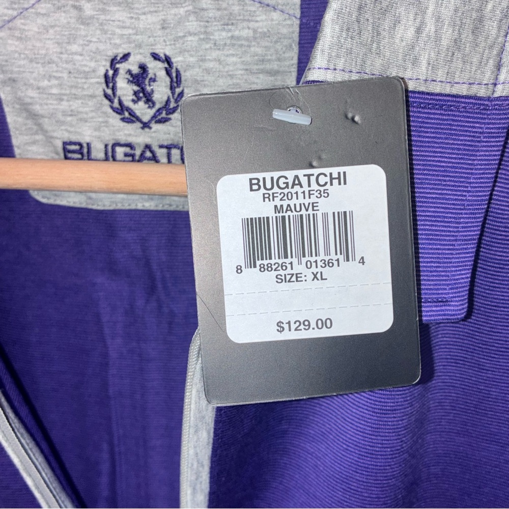 Bugatchi Men's Purple and Gray 1/4 Zip Golf Polo NWT - Picture 4 of 9